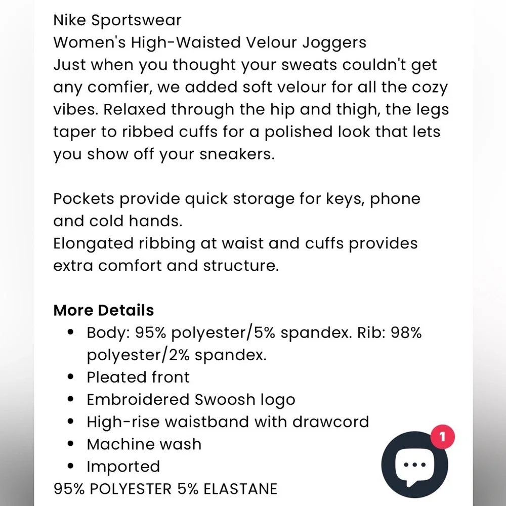 NIKE Velour Tracksuit Women's Small Black 2 Piece Jacket Pants Set